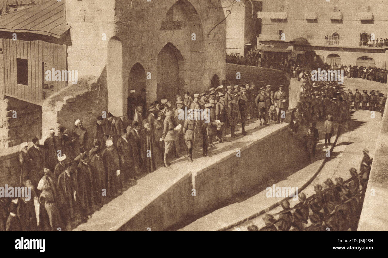 La legge marziale annuncio, la torre di Davide, Gerusalemme, ww1 Foto Stock