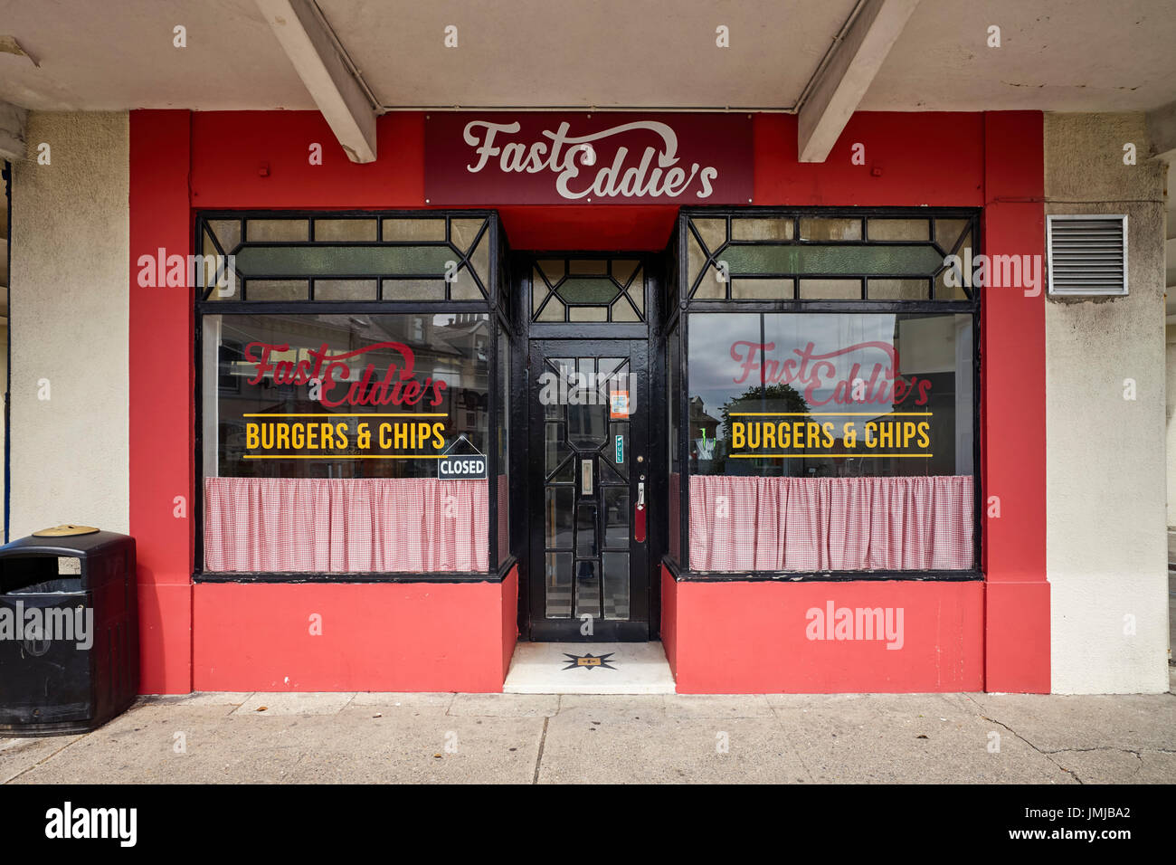 Fast Eddie's hamburger e patatine cafe in Douglas, Isola di Man Foto Stock