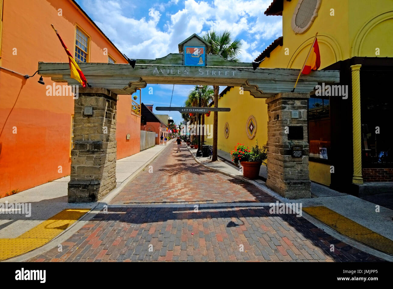 Aviles street quartiere dello shopping nel centro storico di Sant Agostino Florida la città più antica in America Foto Stock