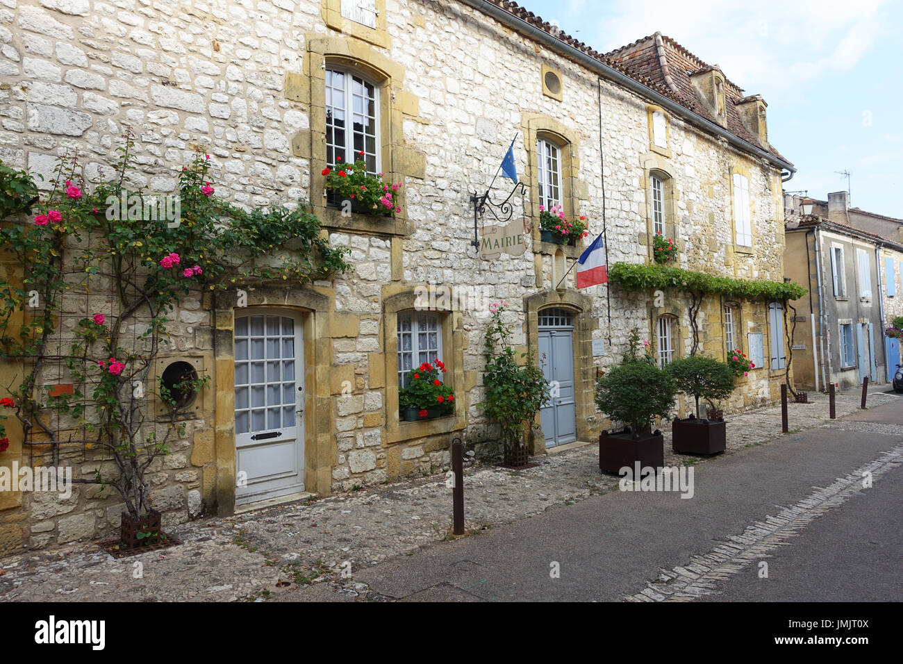 Maire o Municipio nella cittadina francese di Monpazier, Dordogna Foto Stock