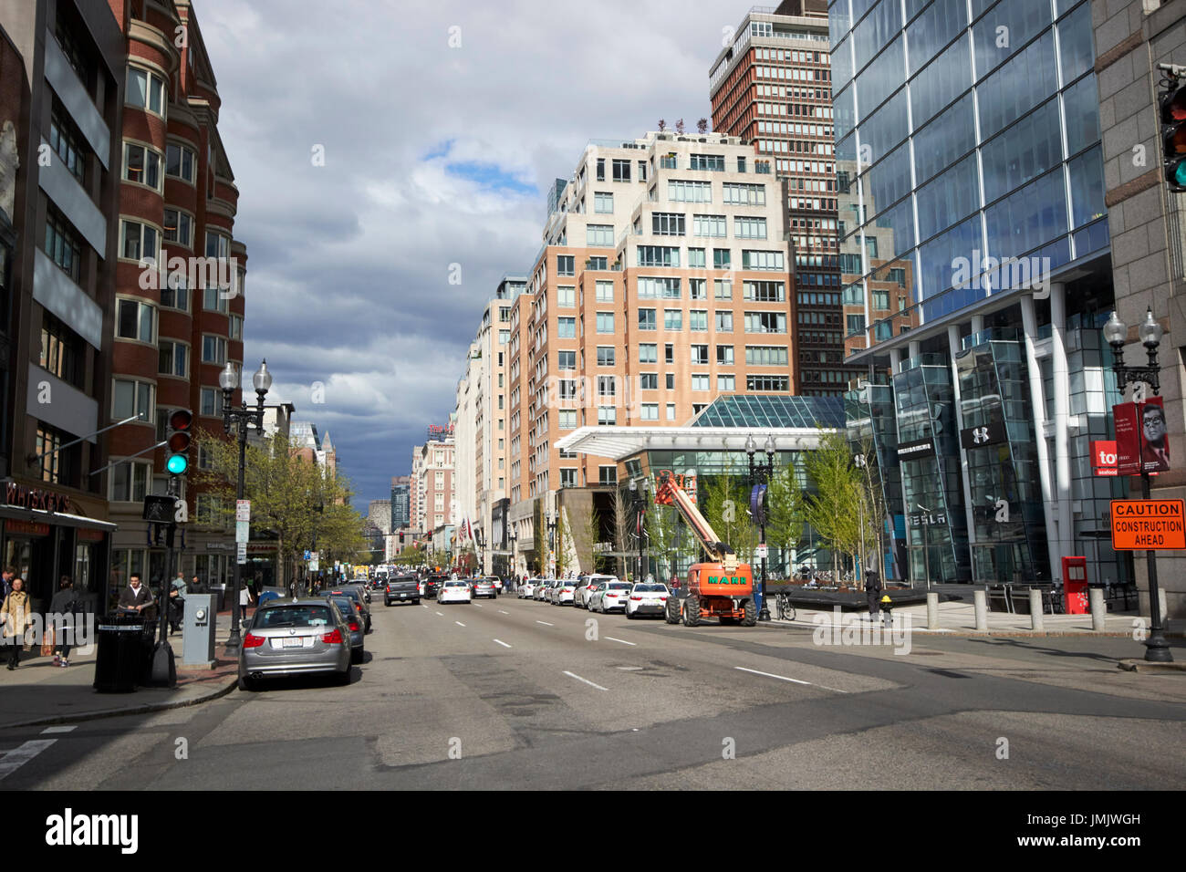 Boylston Street che conduce in Boston da back bay USA Foto Stock