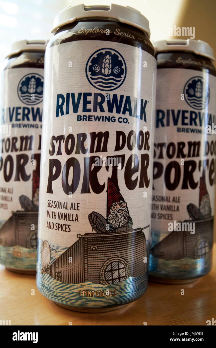 Riverwalk Brewing Company storm portiere porta la birra artigianale in lattine USA Foto Stock