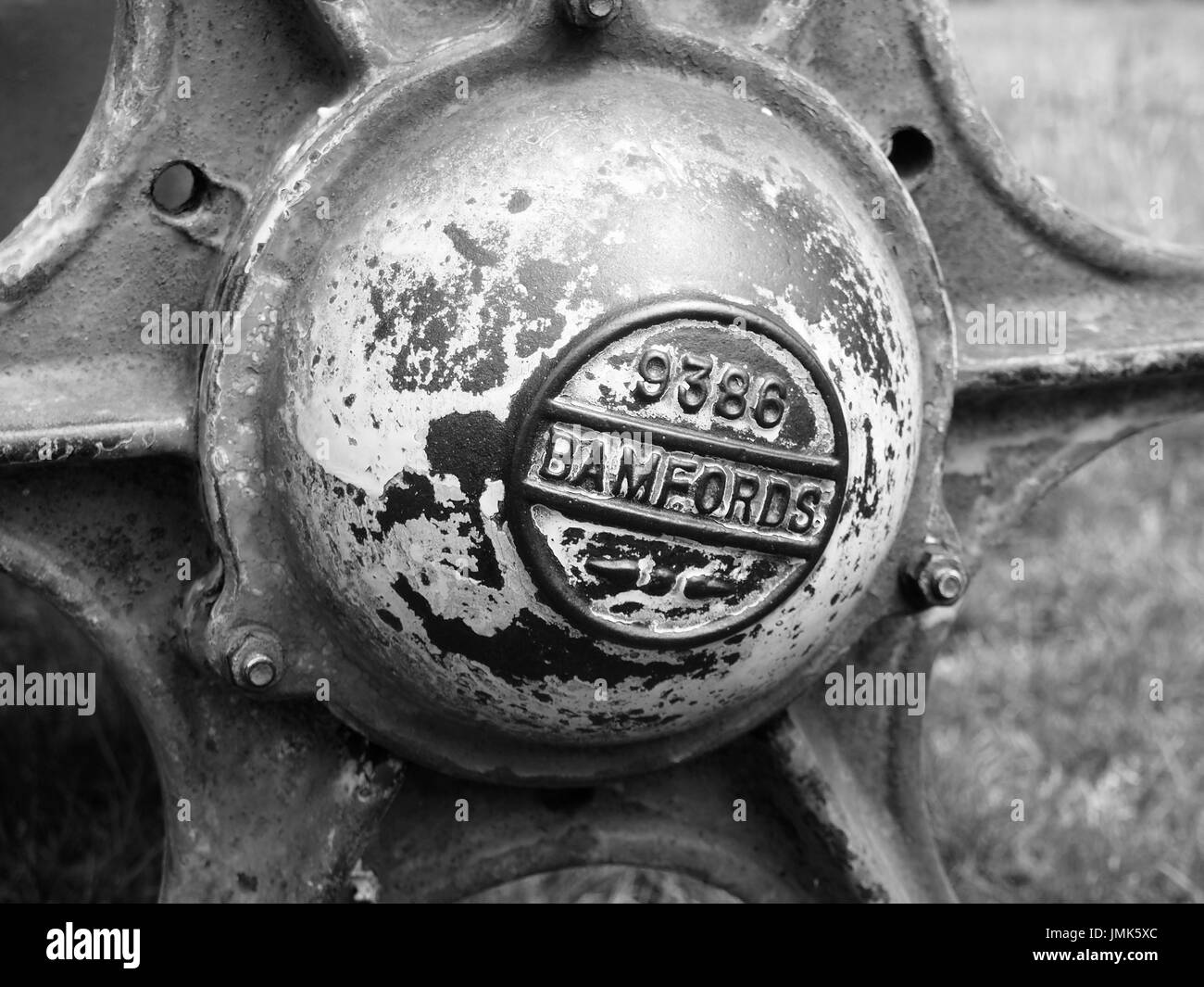 Il mozzo ruota dal braccio abbandonati macchinari, loweswater, cumbria Foto Stock
