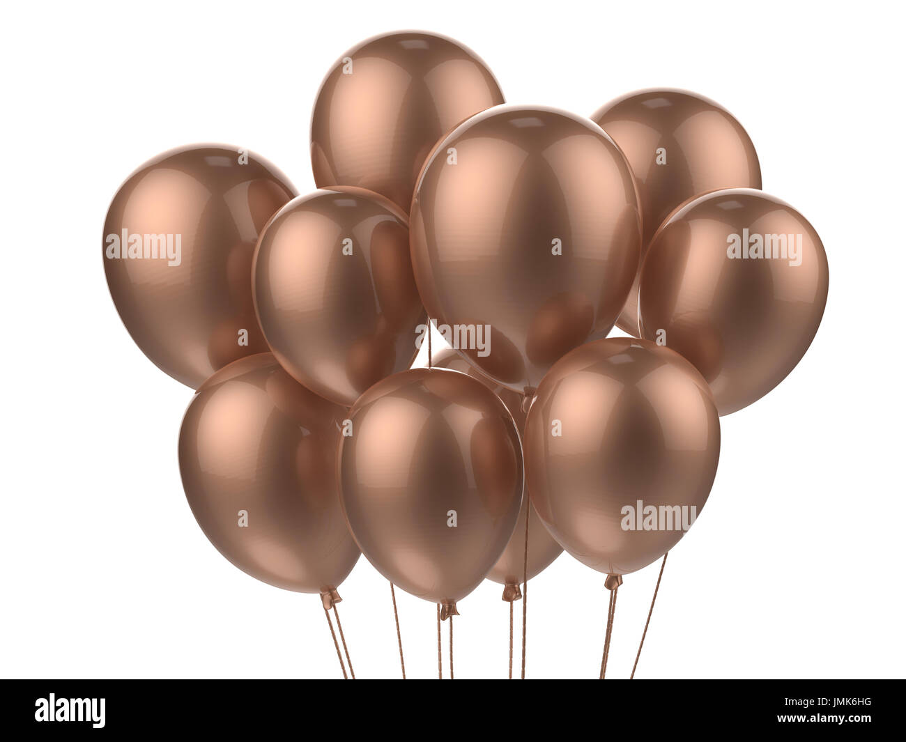 3D rendering un grappolo di palloncini marrone Foto Stock