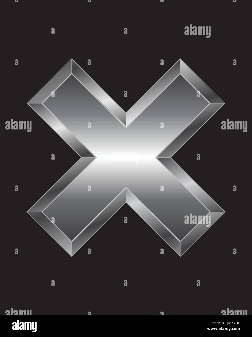 Rettangolare in metallo smussato font - segno di moltiplicazione, vettore Illustrazione Vettoriale
