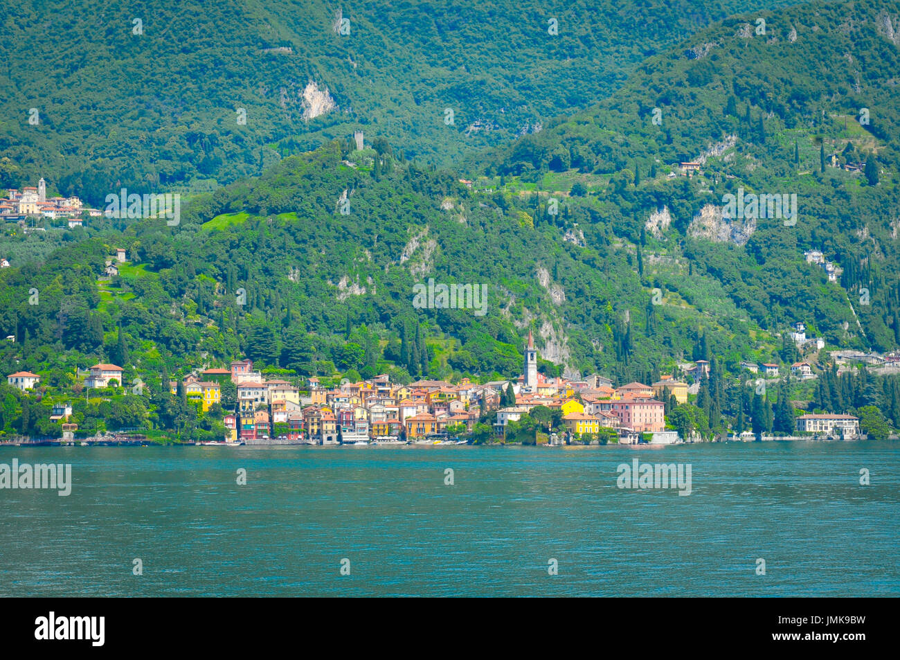 Panorama del Lago di Como in Lombardia, Italia Foto Stock