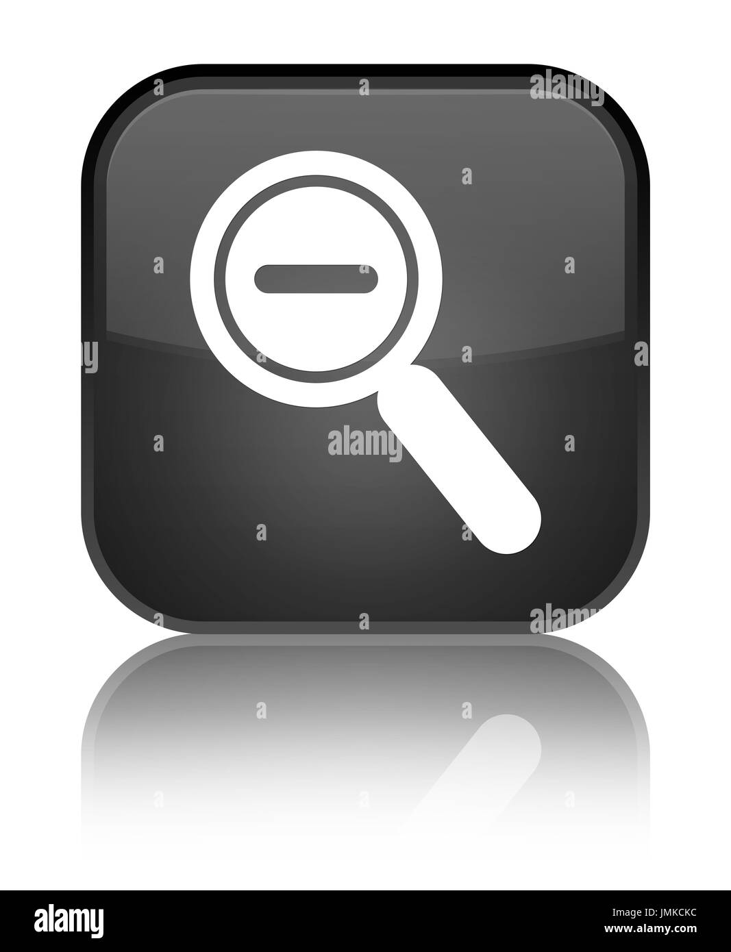 Icona Zoom indietro isolate su nero speciale pulsante quadrato riflessa illustrazione astratta Foto Stock