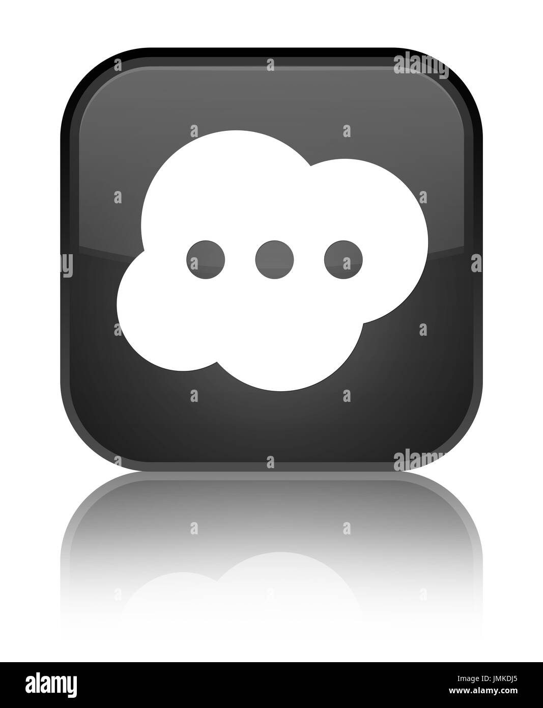 Icona del cervello isolato su nero speciale pulsante quadrato riflessa illustrazione astratta Foto Stock