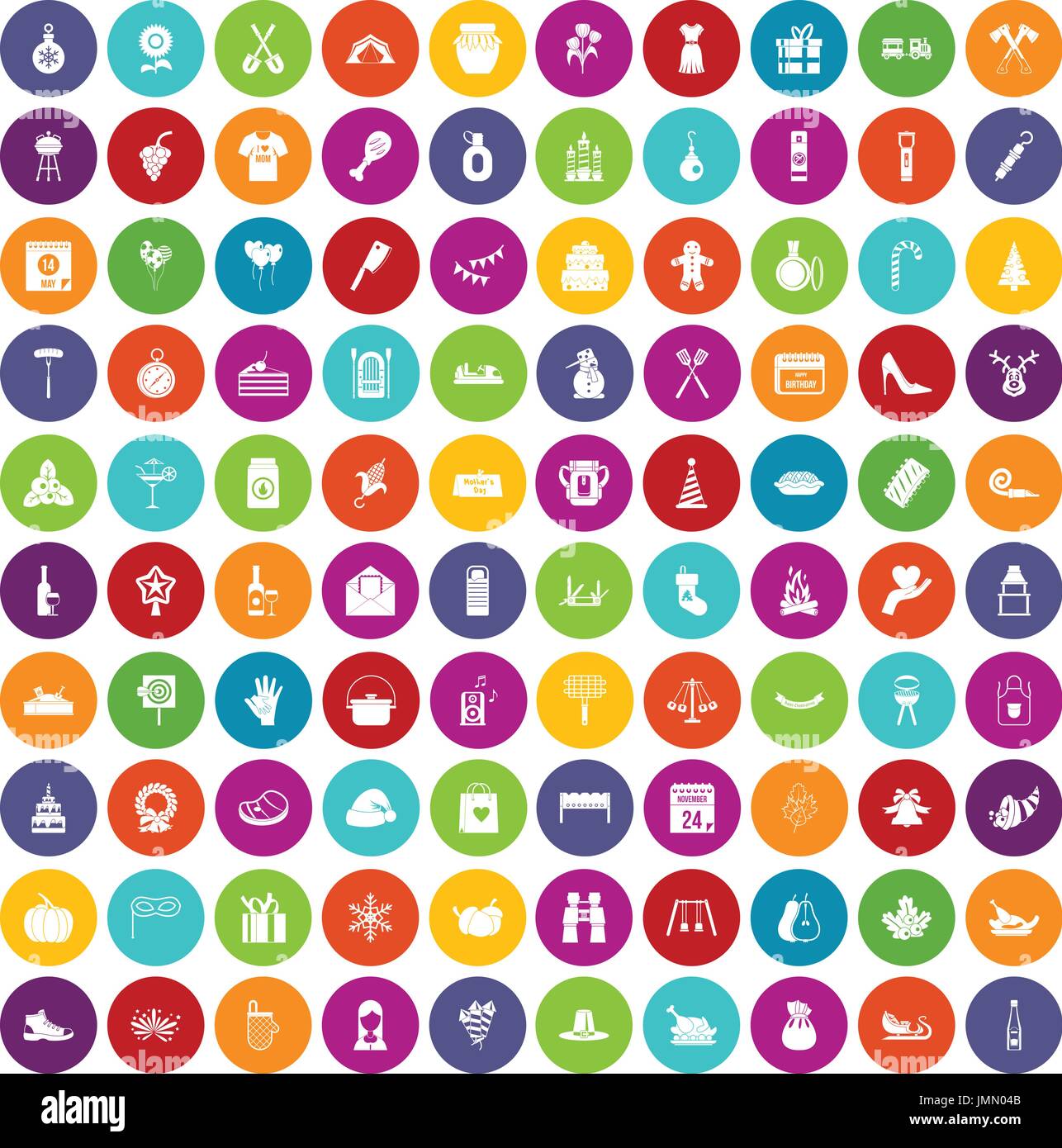 100 La tradizione di famiglia icone Imposta colore Illustrazione Vettoriale