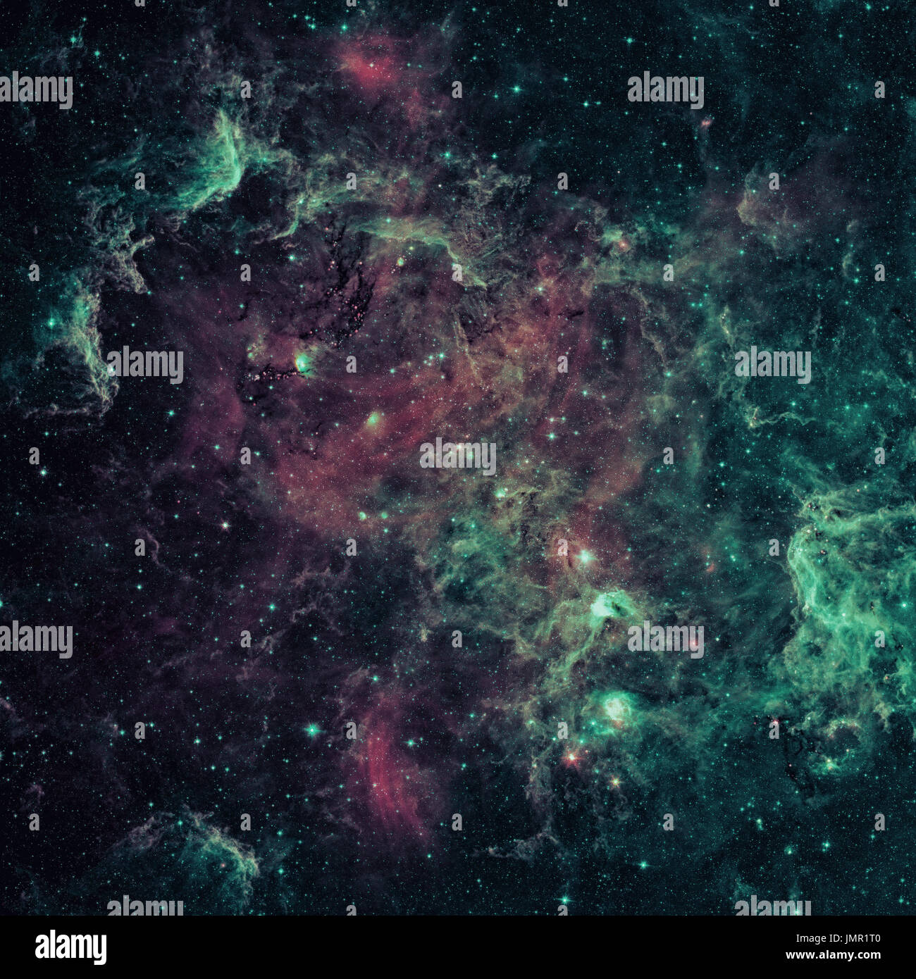 L'America del nord Nebula è una nebulosa a emissione nella costellazione del Cigno, vicino a Deneb. Vista a raggi infrarossi dalla NASA il telescopio spaziale Spitzer. Ritocco Foto Stock