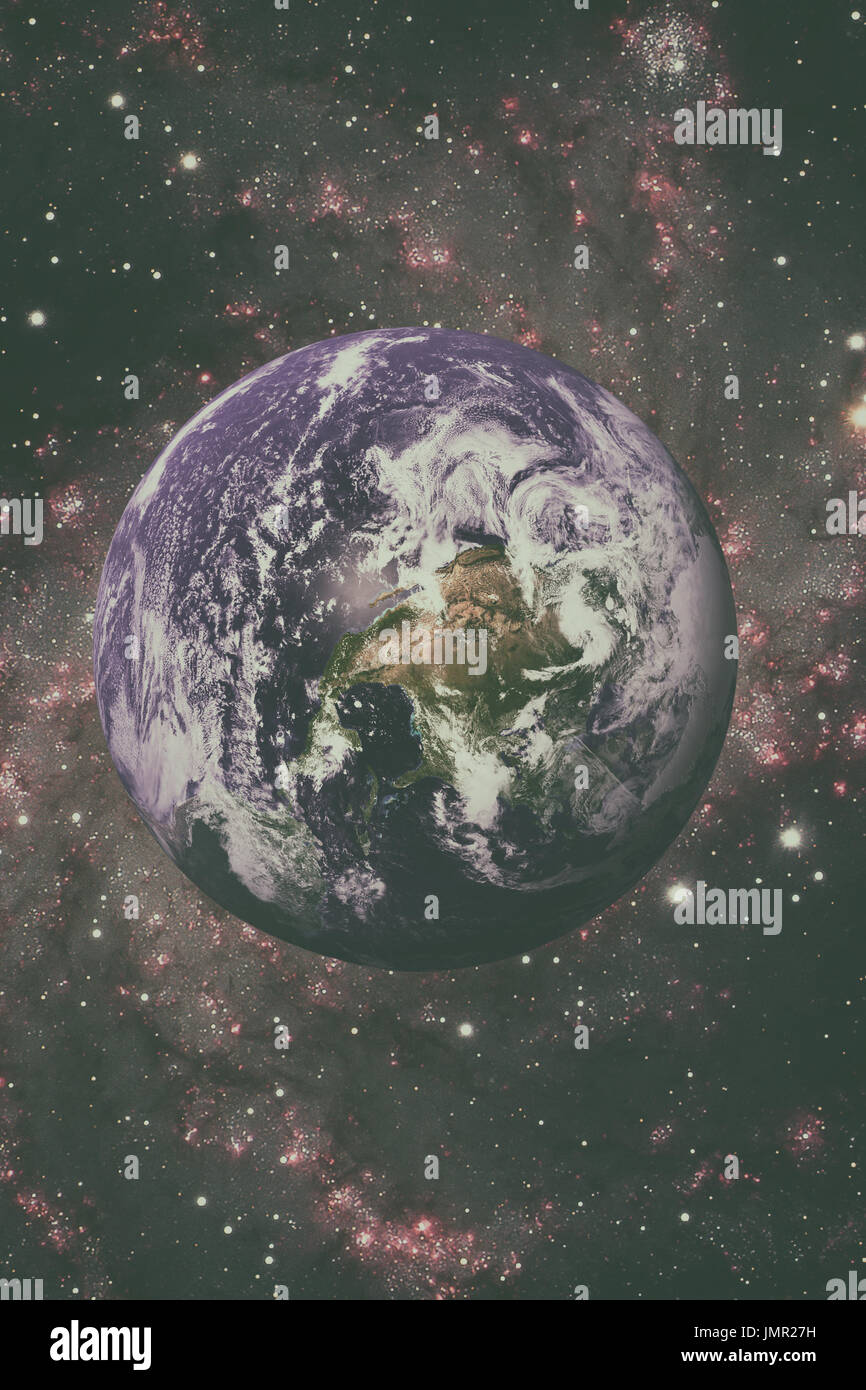 Sistema solare - il pianeta Terra. La terra è il più grande e il più denso dei pianeti interni. Ha un satellite naturale, la luna. Gli elementi di questa immagine fur Foto Stock