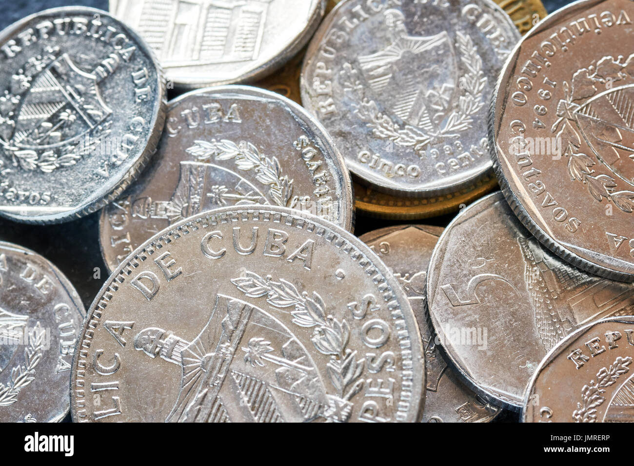 Extreme close up foto del peso cubano, la profondità di campo. Foto Stock
