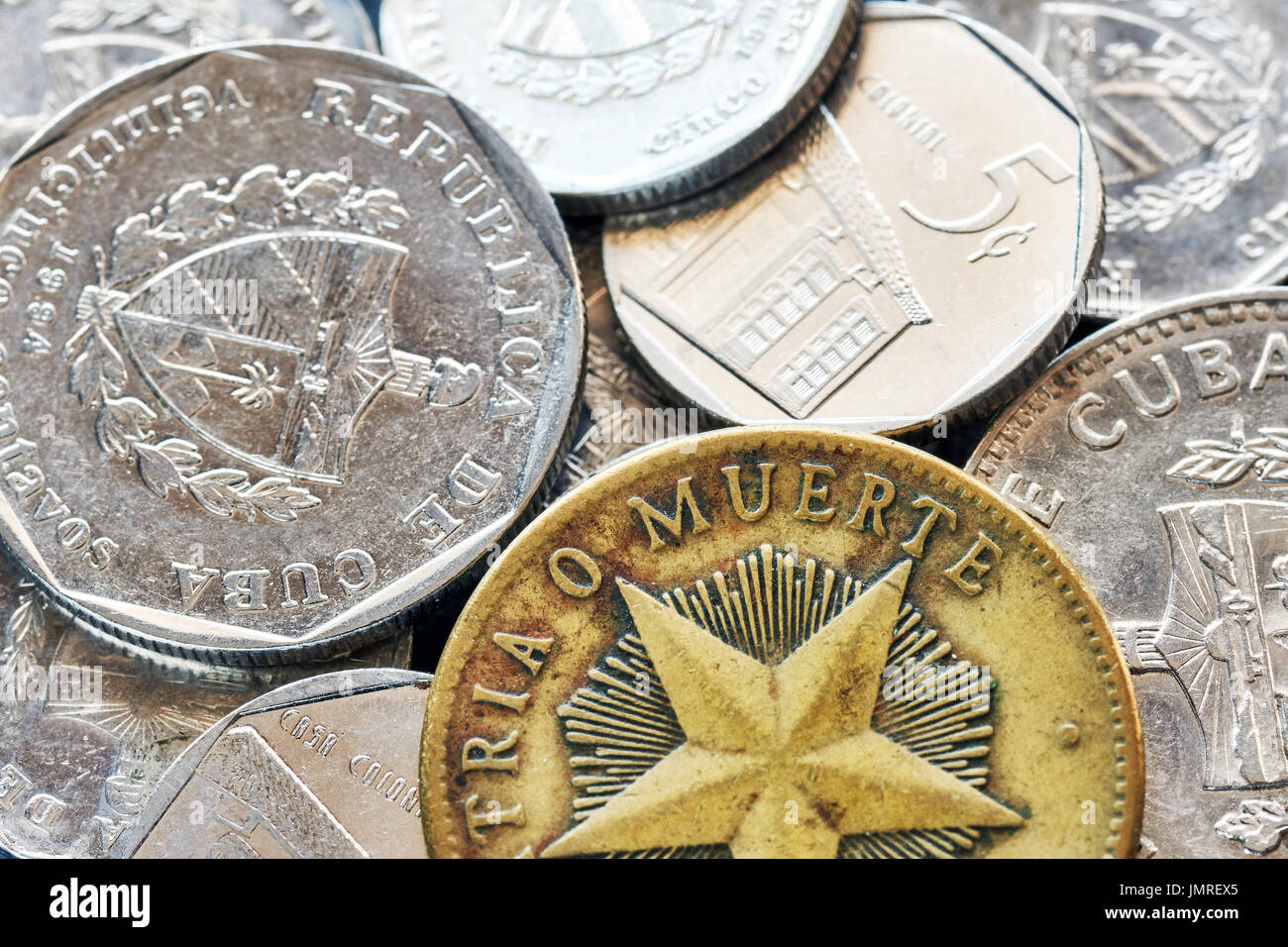 Extreme close up foto del peso cubano, la profondità di campo. Foto Stock