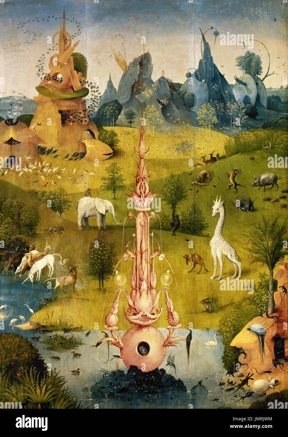 Hieronymus Bosch (c.1450-1516). Pittore olandese. Il Giardino delle Delizie, 1500-1505, trittico. Dettaglio di un pannello a sinistra. Il Museo del Prado. Madrid. Spagna. Foto Stock