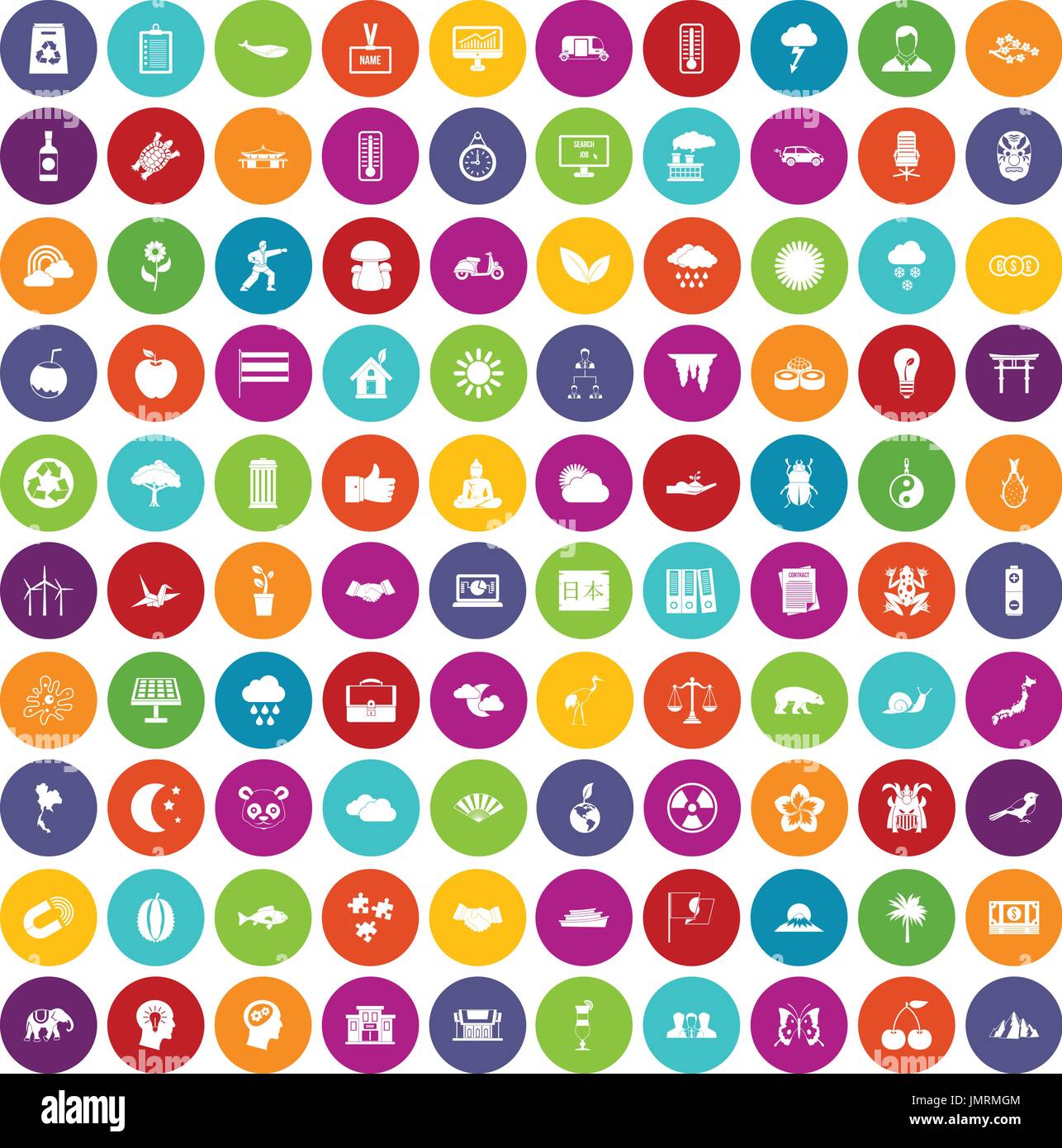 100 armonia icone Imposta colore Illustrazione Vettoriale