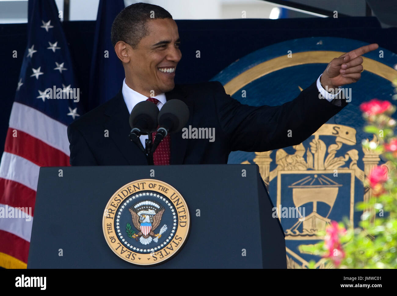 Annapolis, Maryland - 22 Maggio 2009 -- Il Presidente degli Stati Uniti Barack Obama, fornisce l'indirizzo di inizio al 2009 U.S. L'Accademia Navale di laurea..Credit: Kristoffer Tripplaar-Pool via CNP Foto Stock