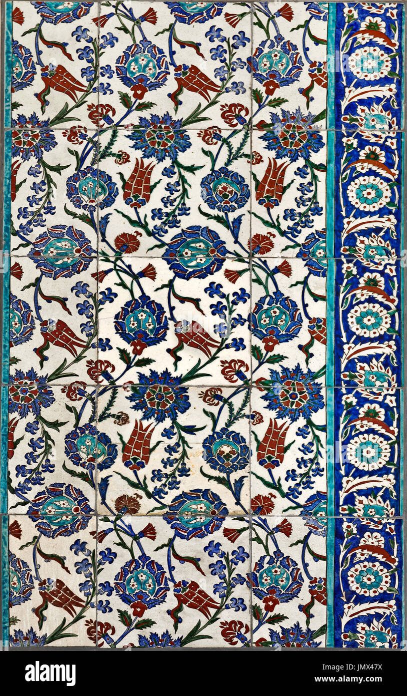 Museo Benaki di arte islamica Pannello di Iznik xvi secolo,Athens, Grecia Foto Stock