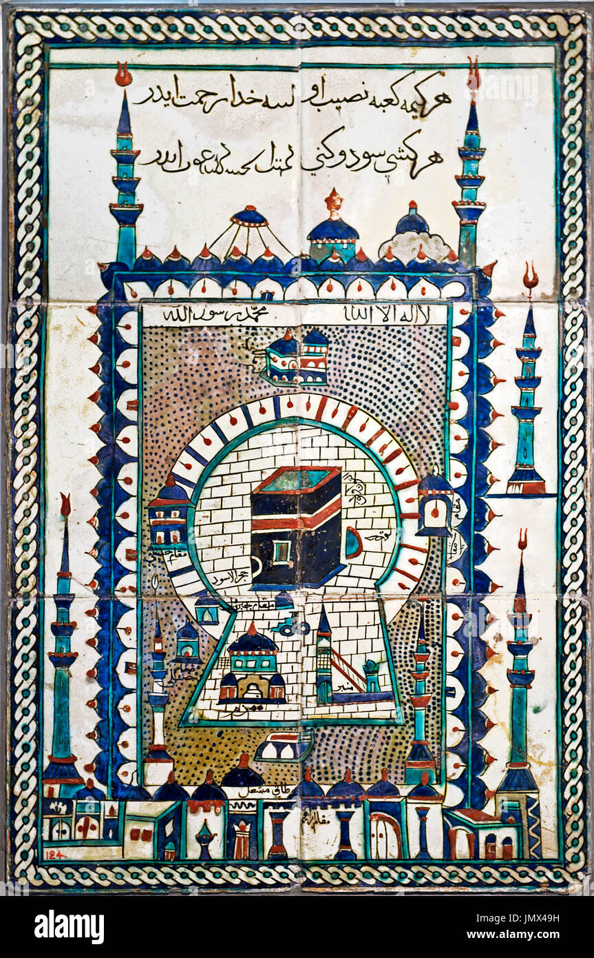 Museo Benaki di arte islamica Iznik Pannello la Qaba,Athens, Grecia Foto Stock