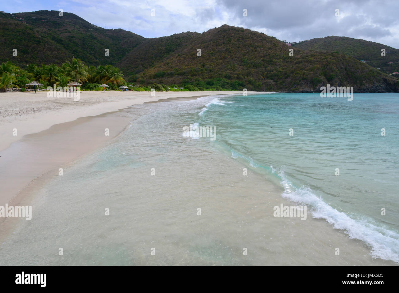 Spiaggia da Josiahs Bay, Josiahs Bay, Tortola Island, BVI Isole Vergini Britanniche, Mar dei Caraibi Foto Stock