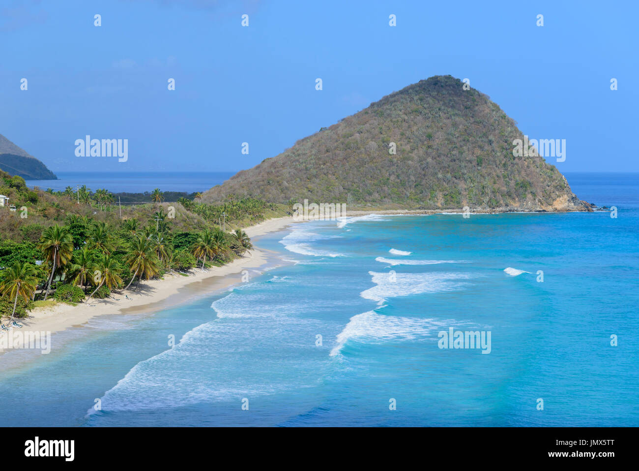 Spiaggia di Long Bay Beach Club, isola di Tortola, Isole Vergini Britanniche, Mar dei Caraibi Foto Stock