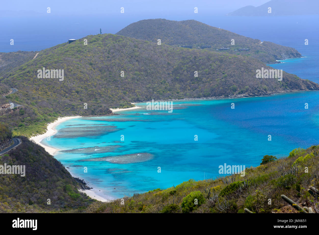 Paesaggio collinare di Virgin Gorda Isola, Virgin Gorda Isola, Isole Vergini Britanniche, Mar dei Caraibi Foto Stock