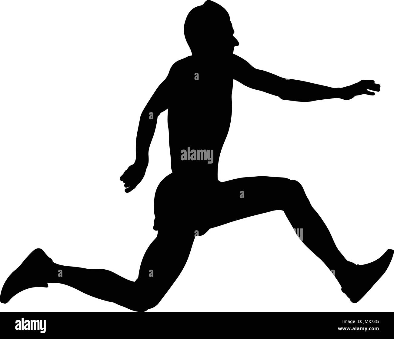 Atleta maschio ponticello un salto triplo silhouette nera Illustrazione Vettoriale