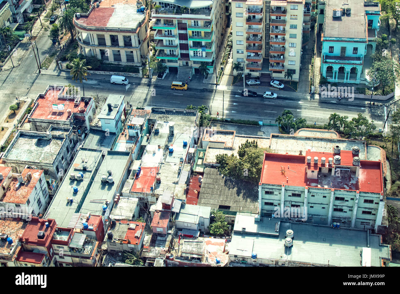 Vista aerea di una zona residenziale neighboorhood Havana, Cuba Foto Stock