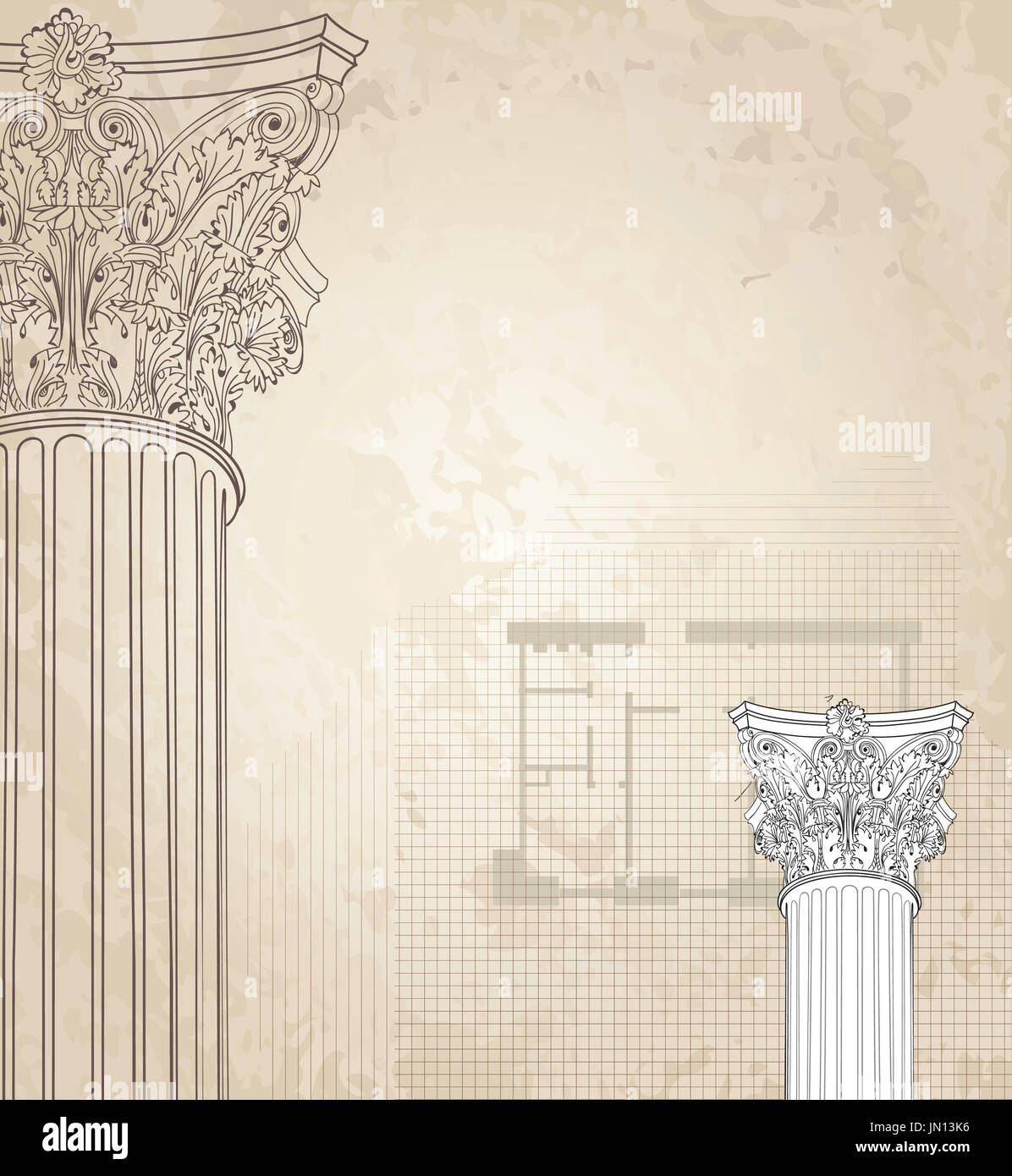 Colonne classiche seamless sfondo. Romano colonne corinzie. Immagine su sfondo bianco per schizzo design Foto Stock