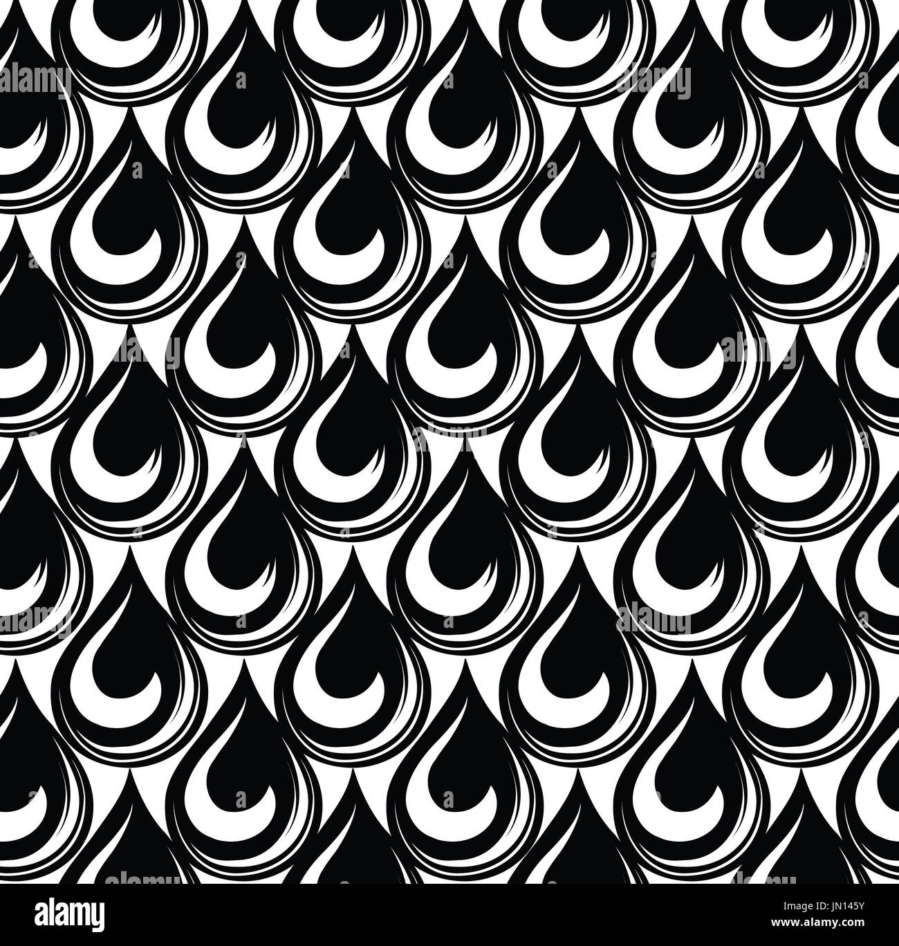 Geometrica pattern senza giunture. Vettore sfondo astratto. Il tiling in bianco e nero acqua goccia texture. Raffreddare la struttura di cella Foto Stock