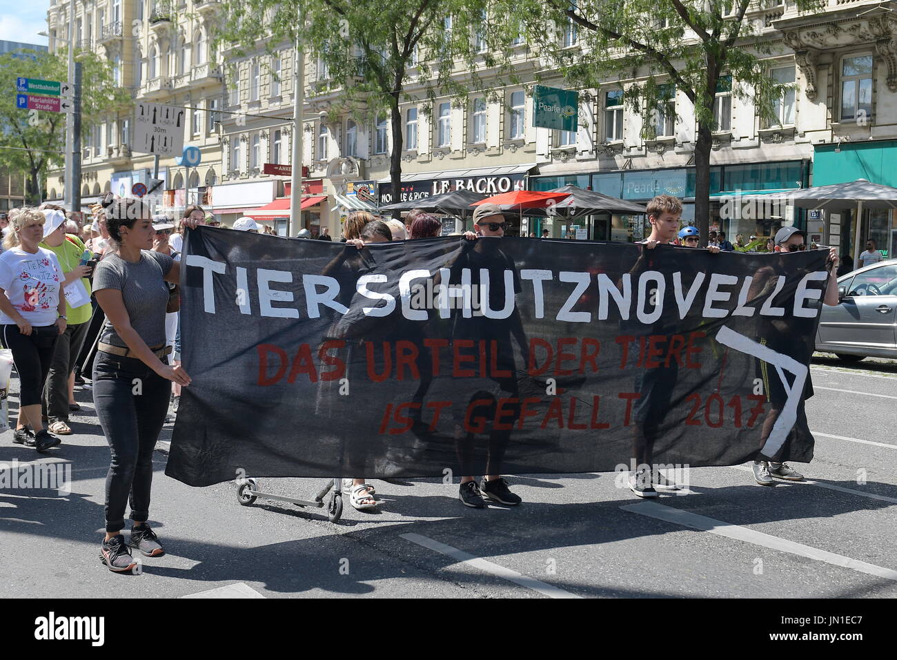 Vienna, Austria. Il 29 luglio 2017. Dimostrazione "Protezione Animale Innovazione 2017 a Vienna. Numerose organizzazioni per la protezione degli animali stanno manifestando contro la nuova legislazione sul benessere degli animali in Austria. Credito: Franz Perc / Alamy Live News Foto Stock