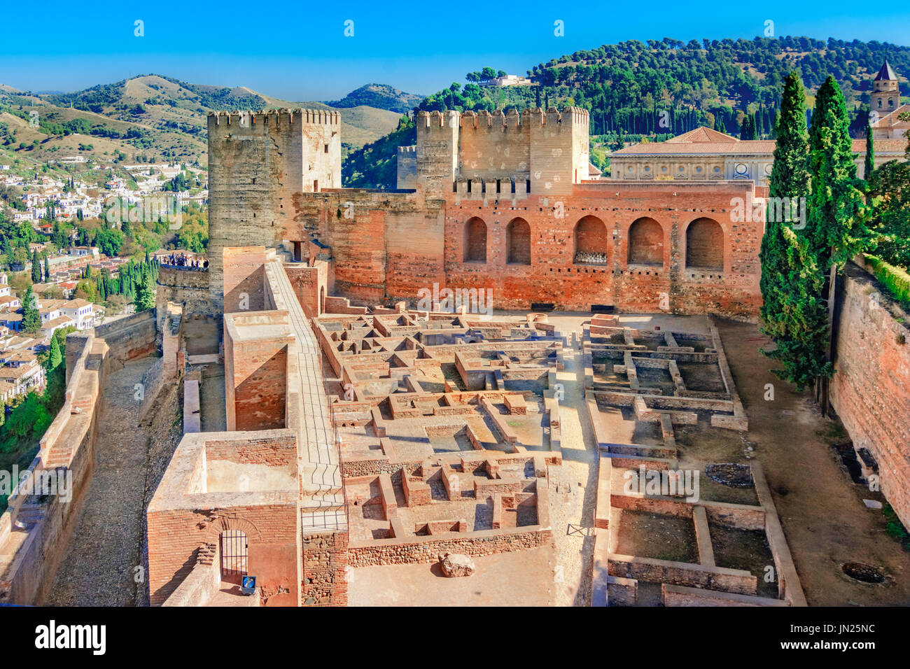 Alhambra di Granada, Andalusia,Spagna, nasrid emirato fortezza europea un punto di riferimento di viaggio in Andalusia Foto Stock