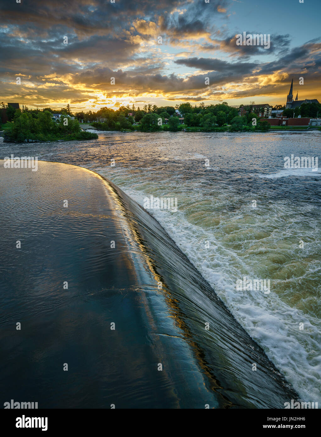 Weir al tramonto Foto Stock