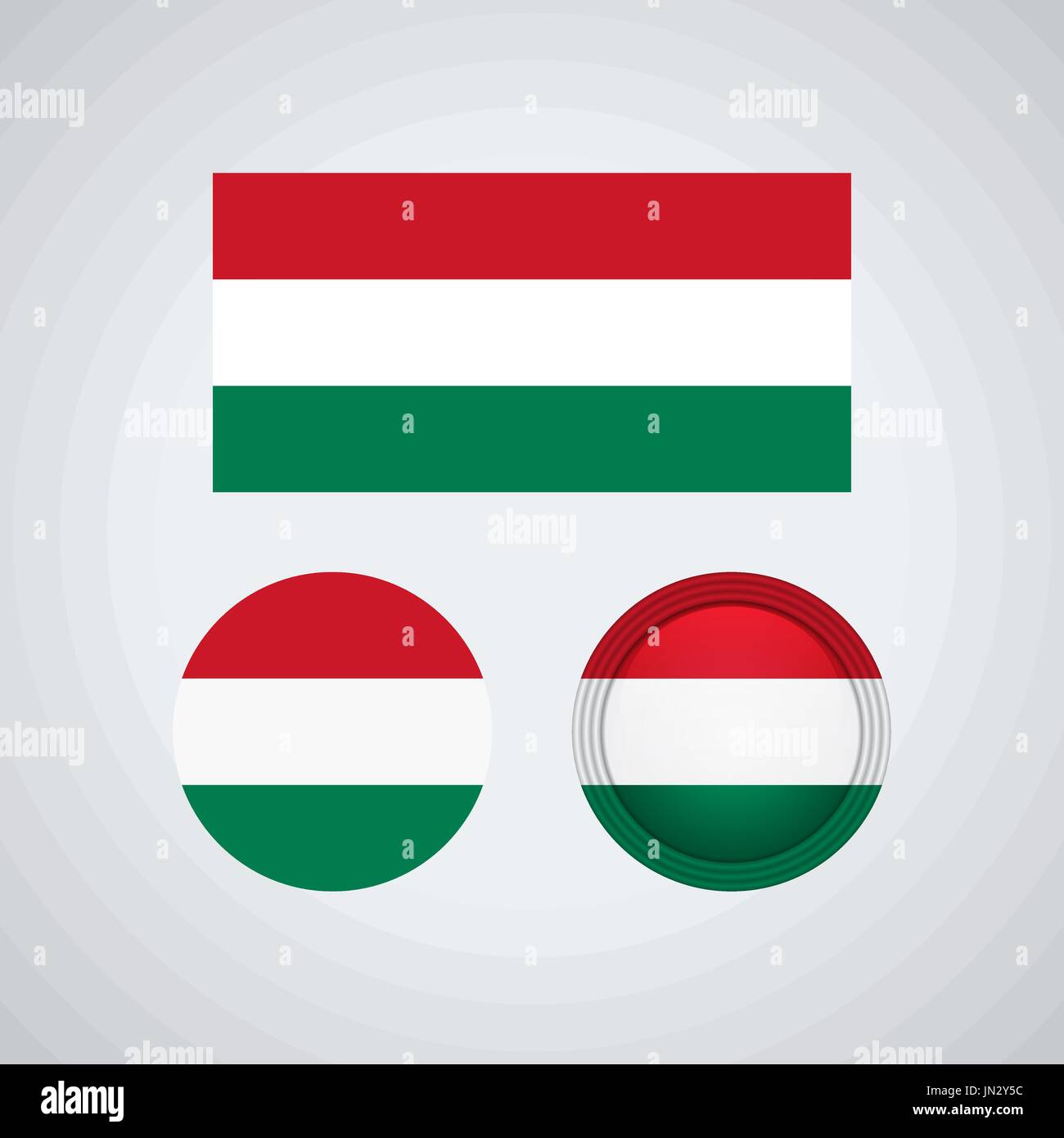 Bandiera di design. Bandiera ungherese set. Modello isolato per i tuoi progetti. Illustrazione Vettoriale. Illustrazione Vettoriale