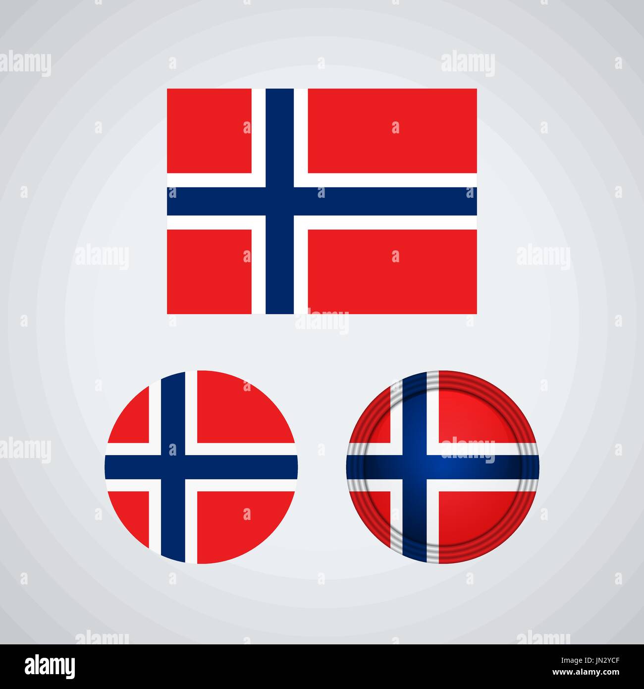 Bandiera di design. Bandiera norvegese set. Modello isolato per i tuoi progetti. Illustrazione Vettoriale. Illustrazione Vettoriale