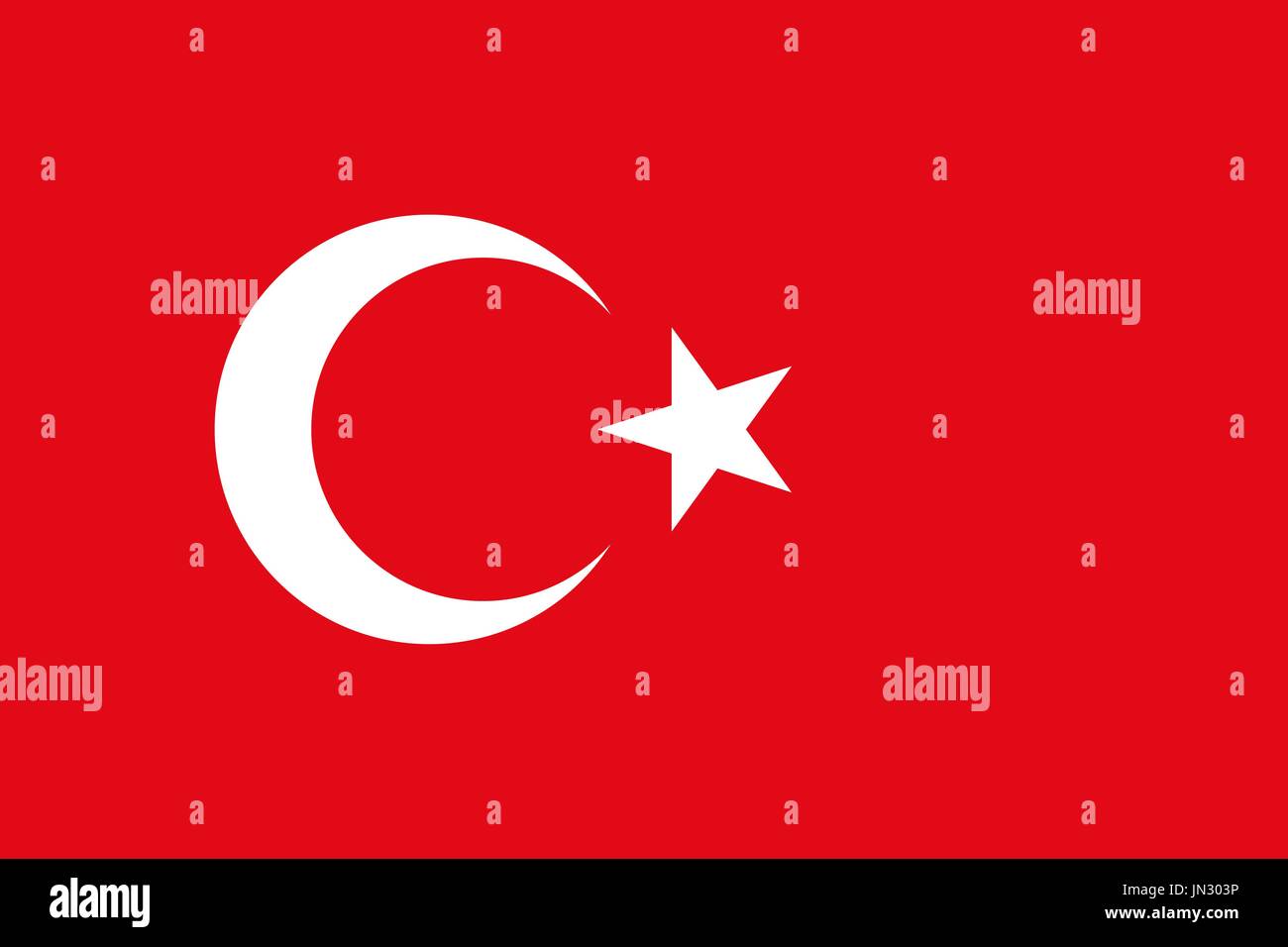 Bandiera di design. Bandiera turca sullo sfondo bianco, isolata disposizione piatta per i tuoi progetti. Illustrazione Vettoriale. Illustrazione Vettoriale