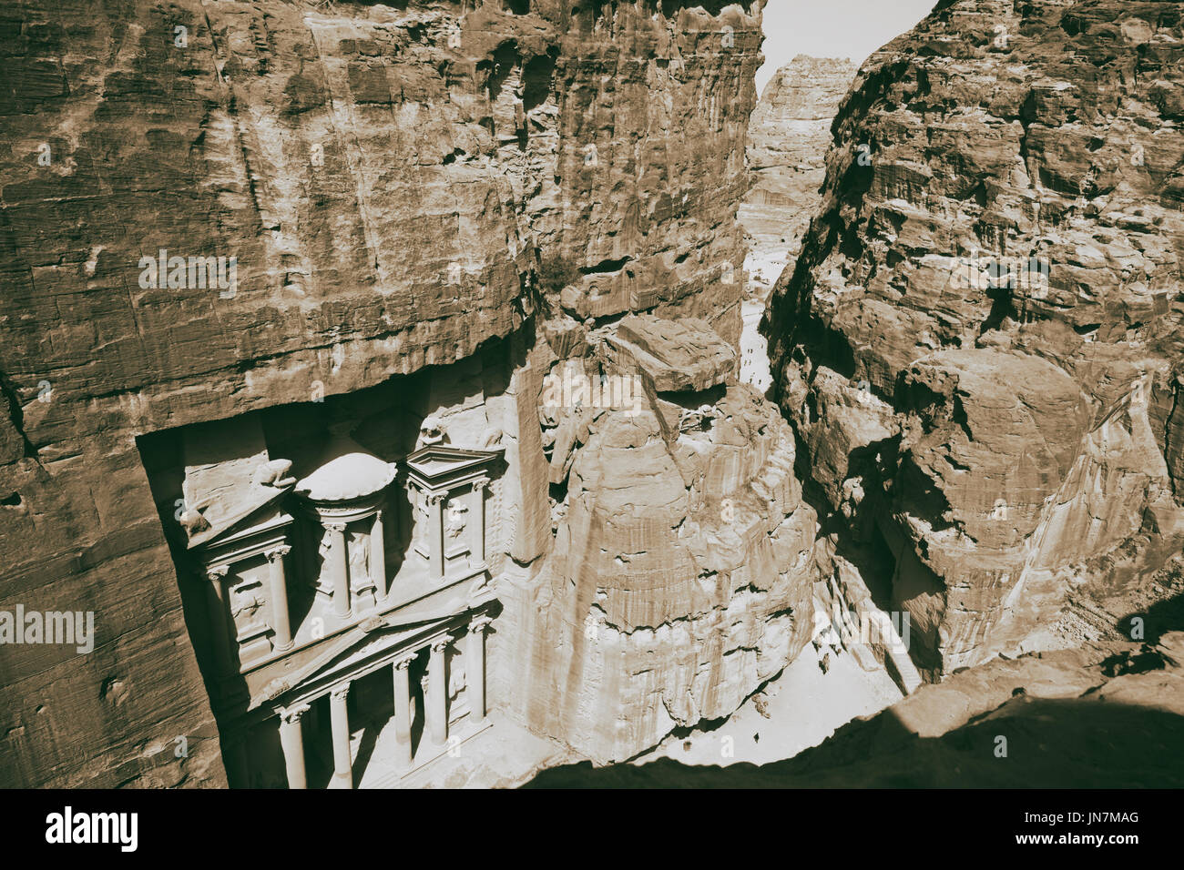 Da alta l'antico sito di Petra in Giordania la bella meraviglia del mondo Foto Stock