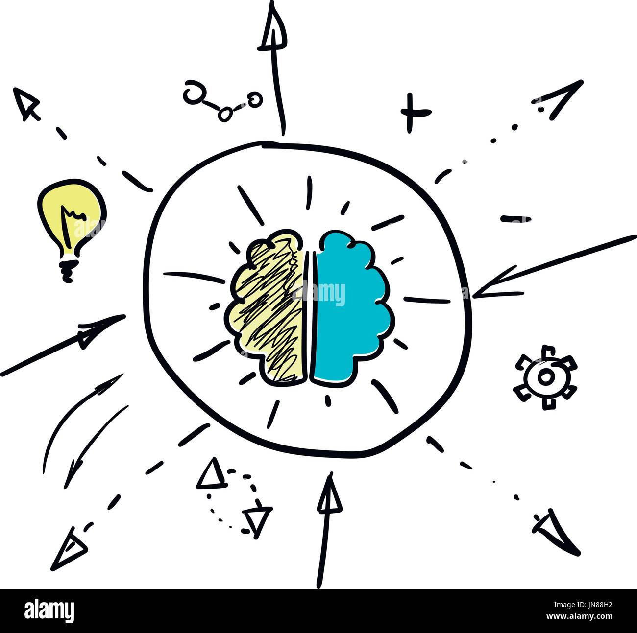 A sinistra e a destra gli emisferi del cervello Illustrazione Vettoriale