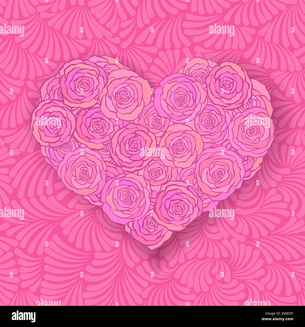 A forma di cuore bouquet di rose per San Valentino romantico biglietto di auguri o di elementi per la decorazione Foto Stock