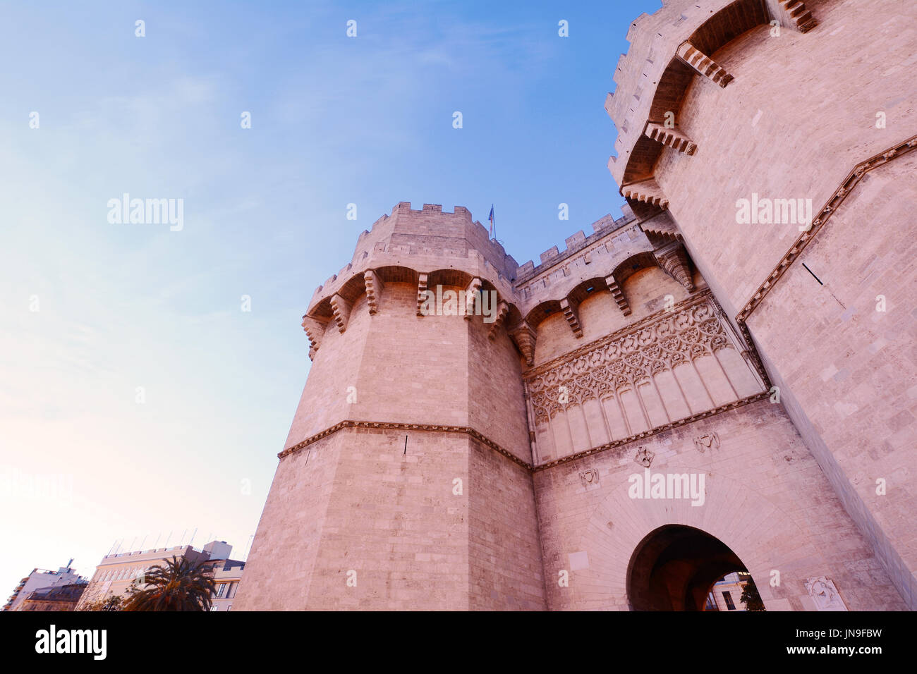 Torri di Serrano (Torres de Serrano) nella città di Valencia, Spagna. Foto Stock