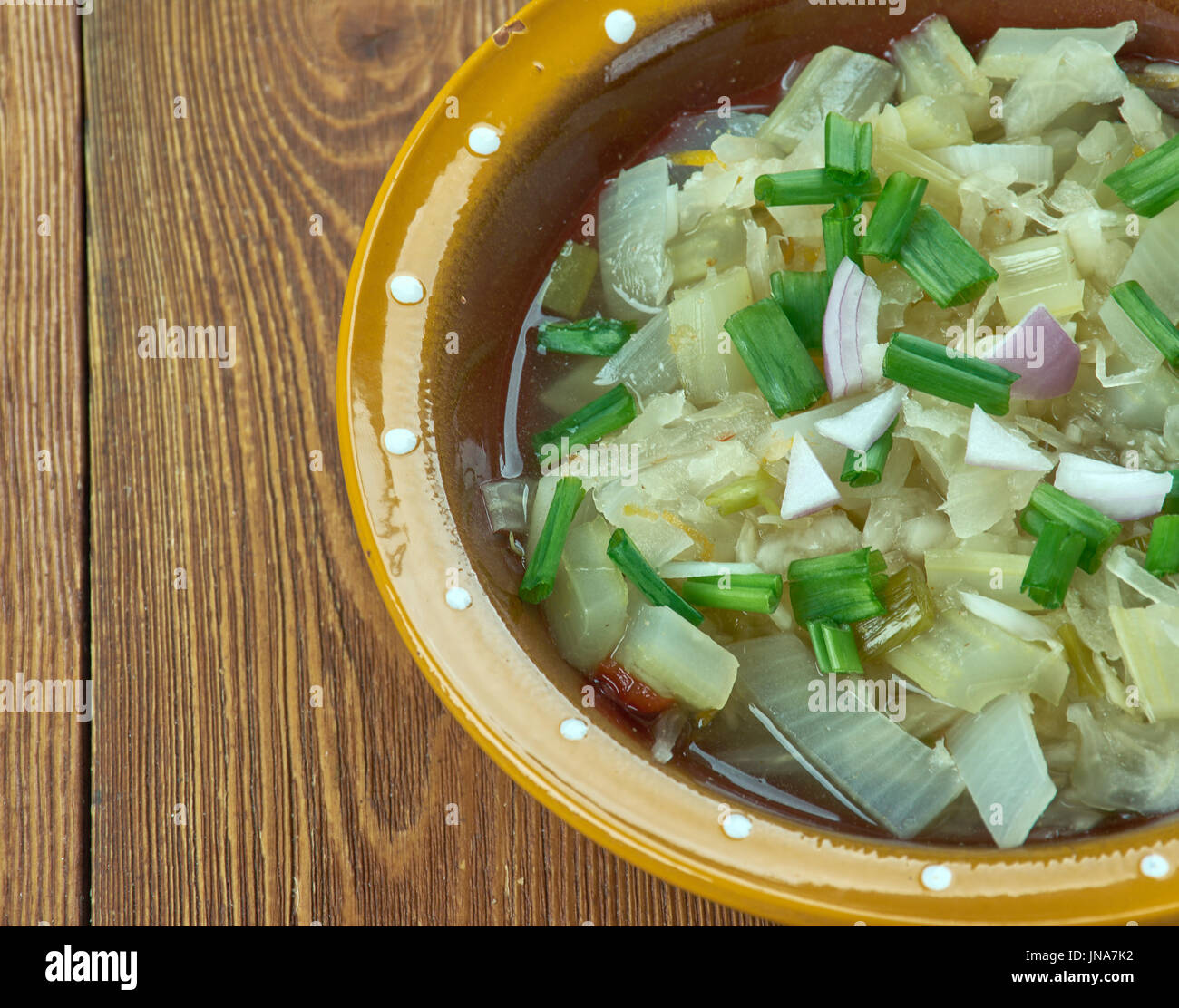 Ciorba de de Praz - rumeno la zuppa di cipolla Foto Stock