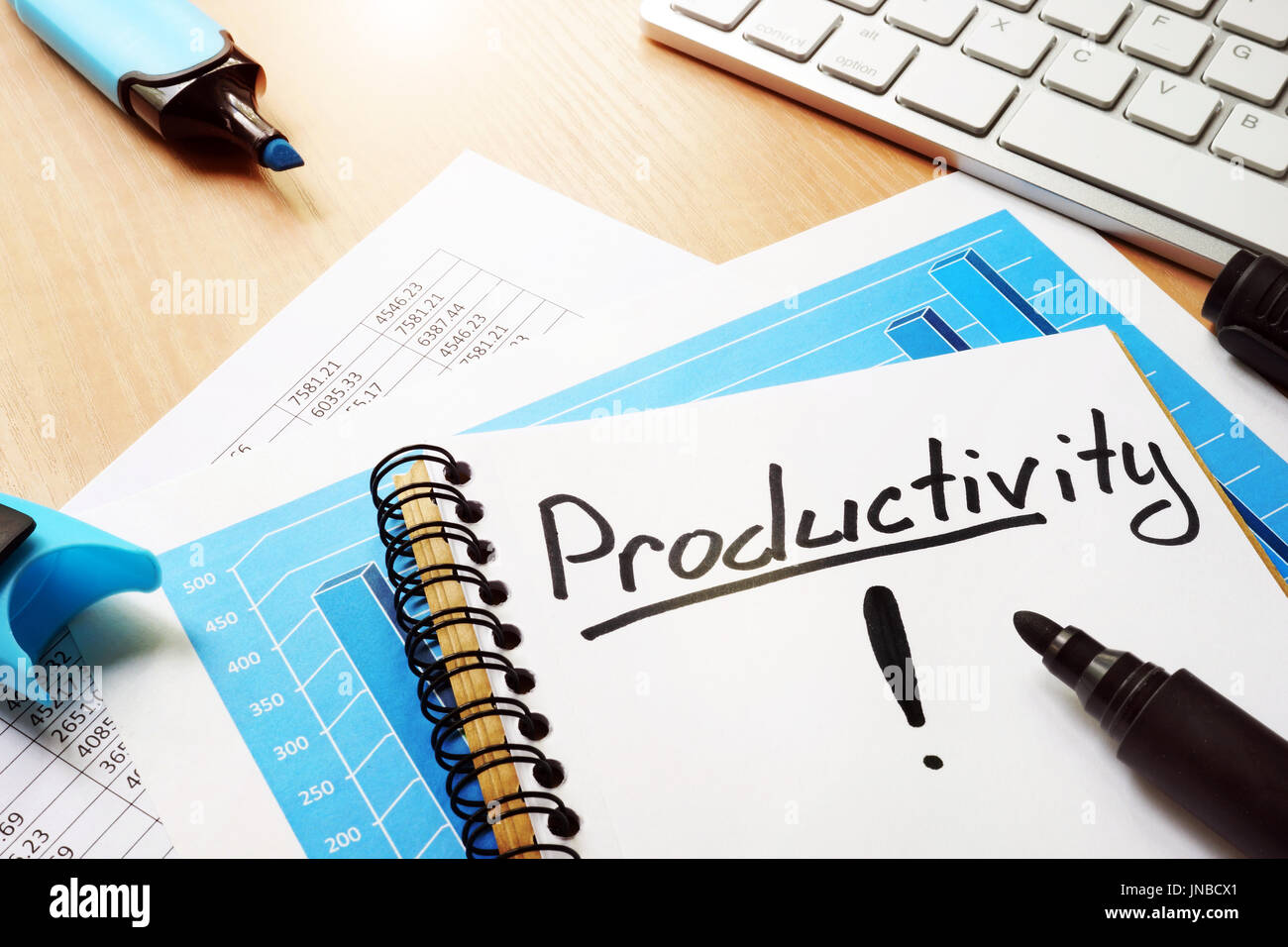 La produttività scritto in una nota. Il concetto di business. Foto Stock