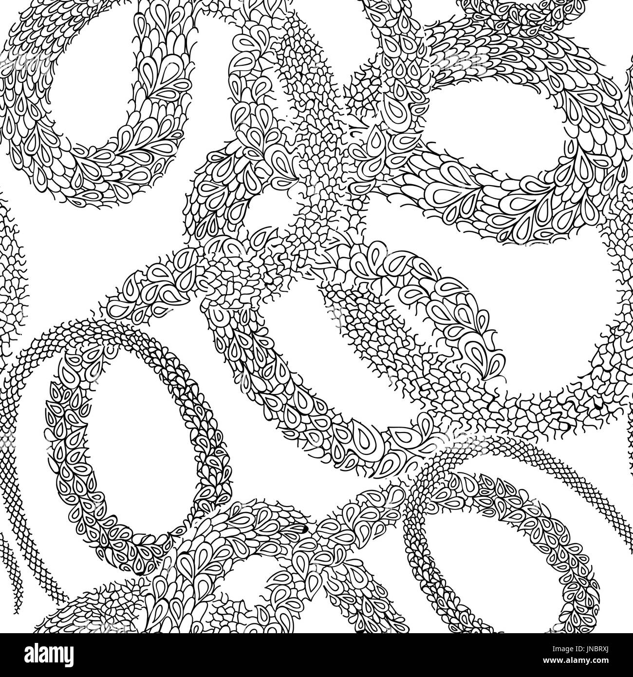 Abstract ornametal senza giunture a spirale in bianco e nero di pattern di contorno. Elegante pelle di serpente texture di sfondo geometrica Foto Stock