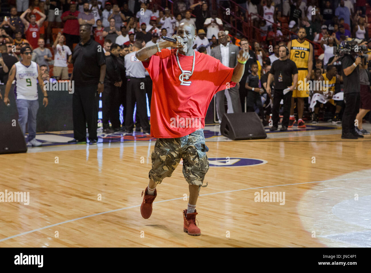 Il rapper esegue dmx a metà tempo durante il gioco #4 big3 settimana 5 3-in-3 torneo uic pavilion luglio 23,2017 chicago, illinois. Foto Stock