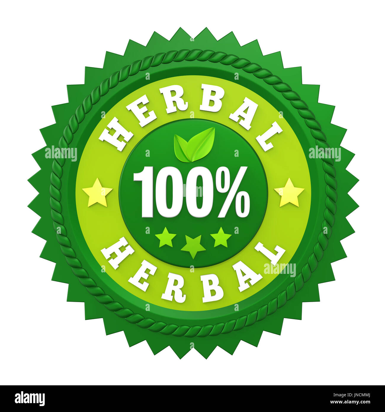 100% di erbe etichetta Badge isolato Foto Stock