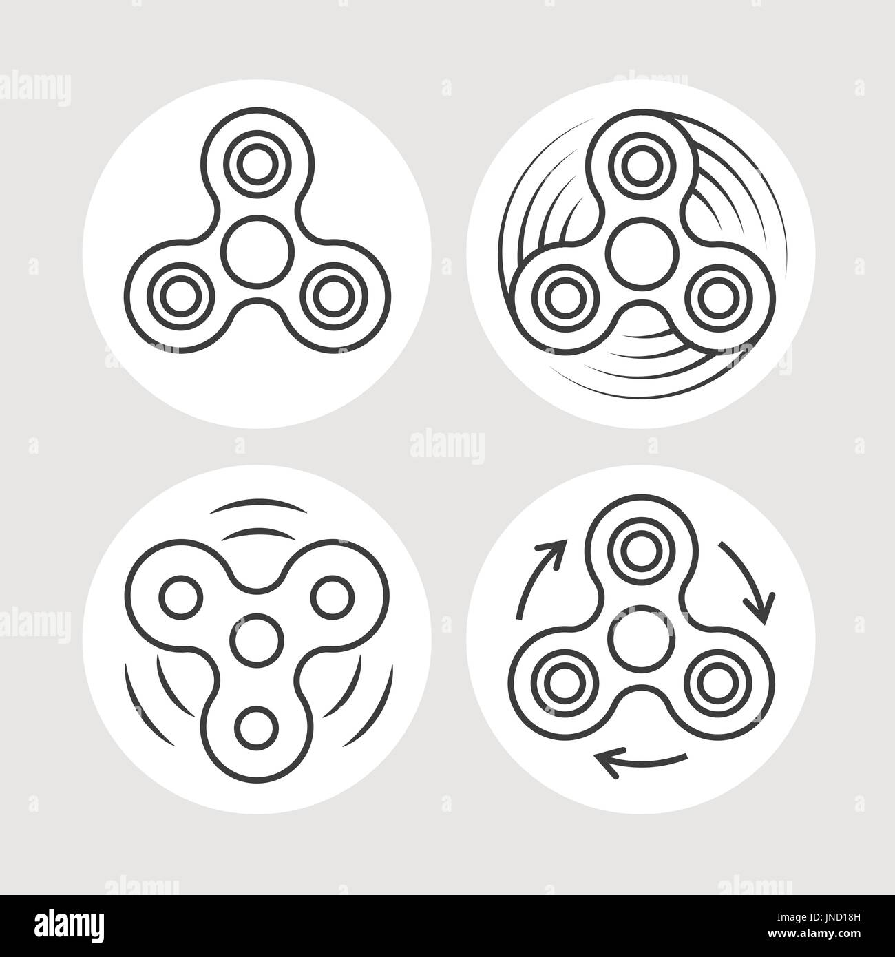 Agitano: spinner vettore di linea di set di icone. Vettore Collezione di mano spinner moderno concetto segni in linea sottile in stile cerchi su sfondo grigio chiaro Illustrazione Vettoriale