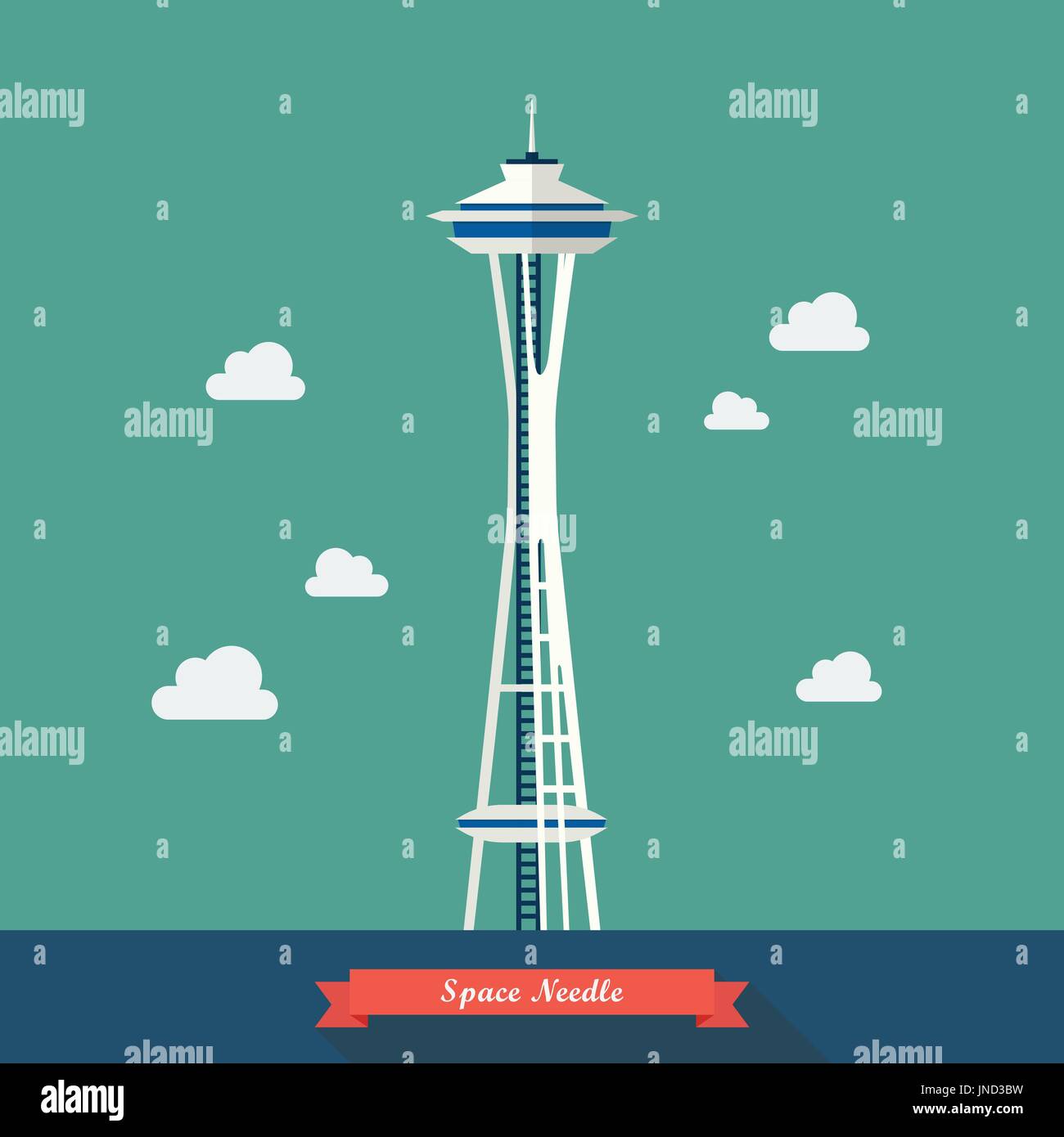 Lo Space Needle. Torre di osservazione a Seattle. Illustrazione Vettoriale Illustrazione Vettoriale