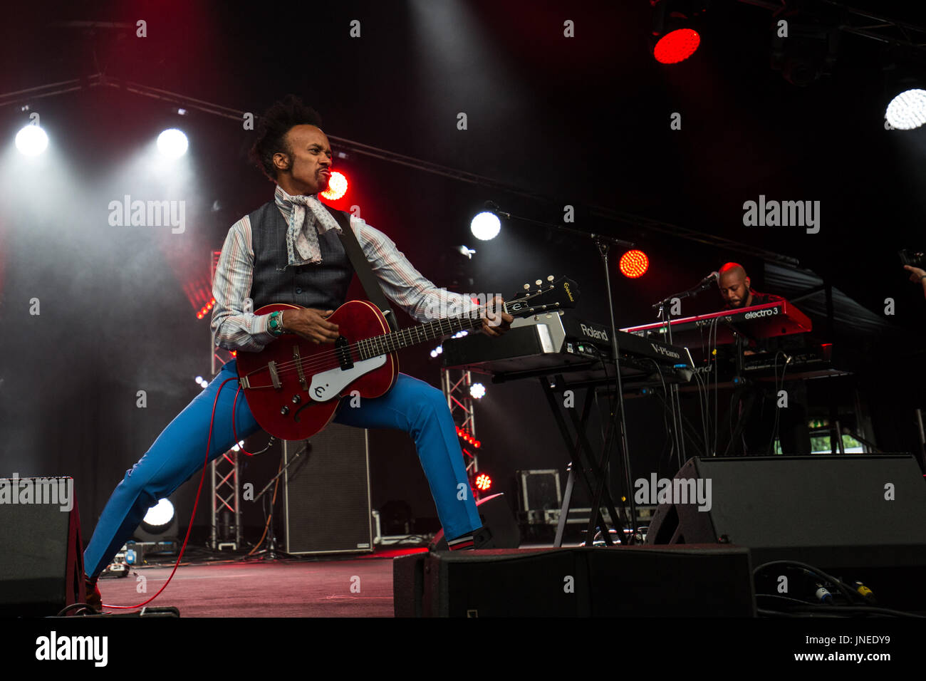 Cambridge, Regno Unito. 29 luglio, 2017 radici americane music band fantastica negrito effettuando al festival del folk di Cambridge 2017. richard etteridge / alamy live news Foto Stock