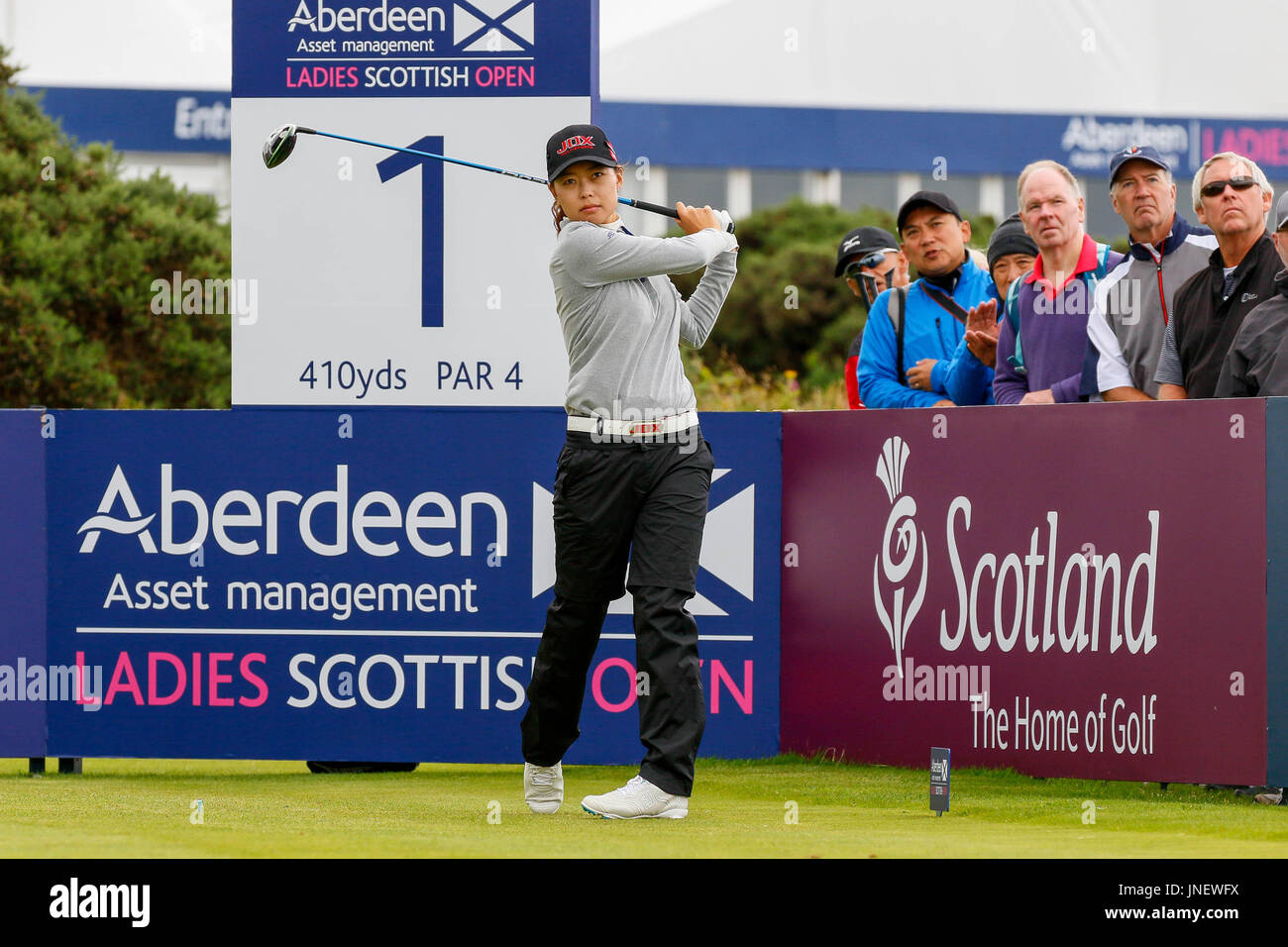 Irvine, Scotland, Regno Unito. Il 30 luglio, 2017. Per il quarto giorno di Aberdeen Asset Management Open Golf Championship, la concorrenza è stata segnata da forti gusty condizioni di vento. Credito: Findlay/Alamy Live News Foto Stock