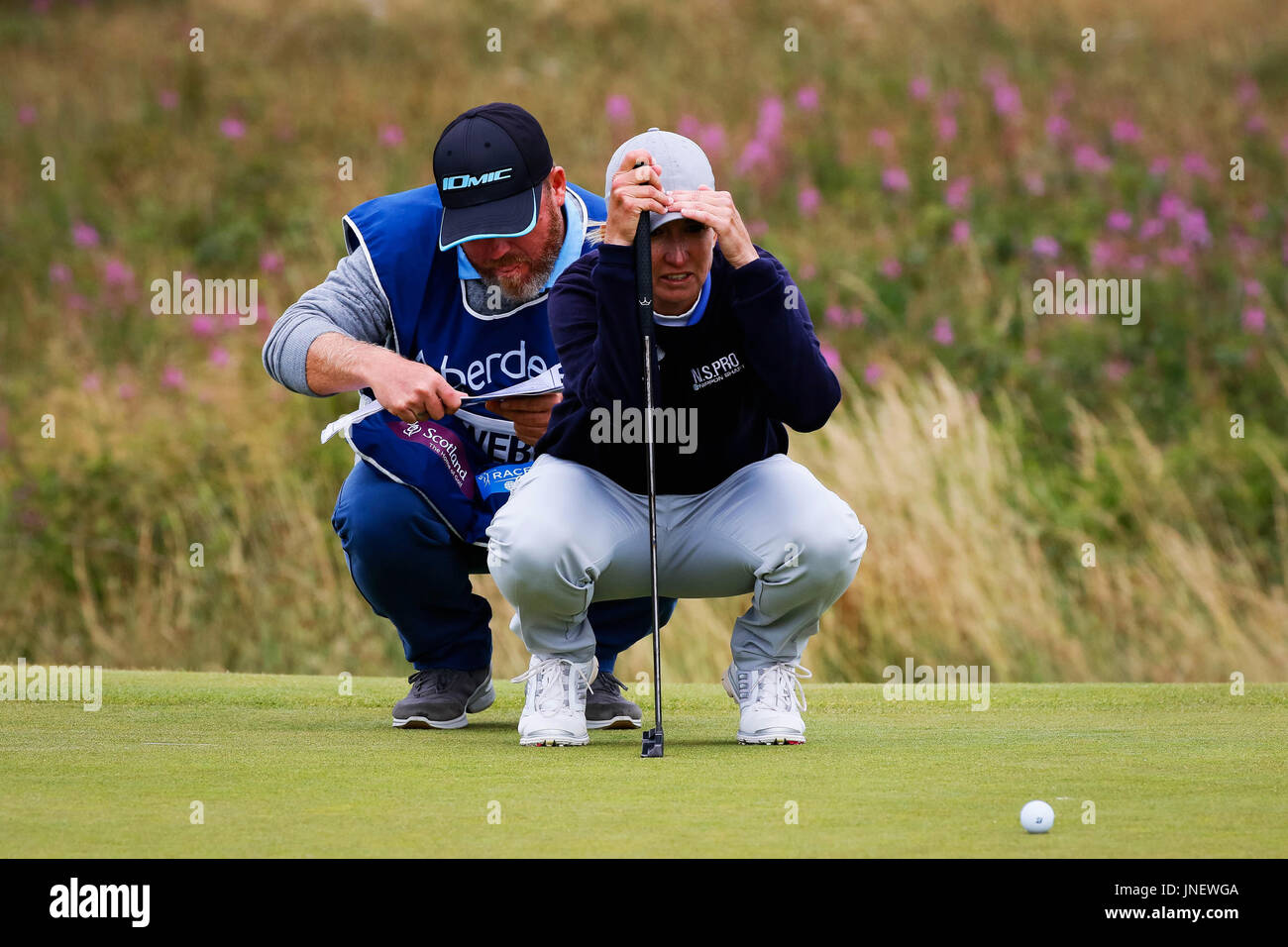 Irvine, Scotland, Regno Unito. Il 30 luglio, 2017. Per il quarto giorno di Aberdeen Asset Management Open Golf Championship, la concorrenza è stata segnata da forti gusty condizioni di vento. Credito: Findlay/Alamy Live News Foto Stock