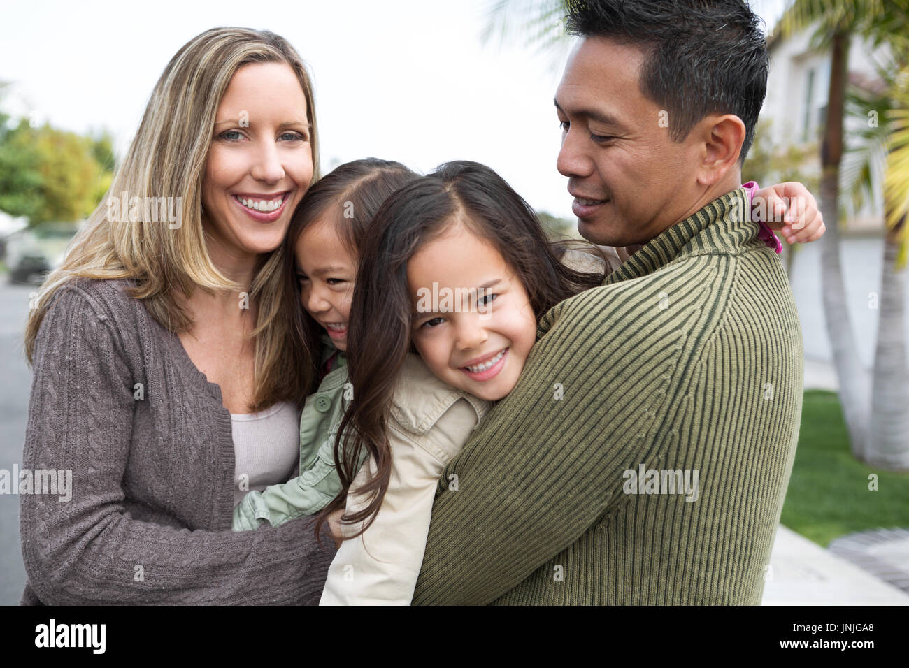 Razza mista famiglia. Foto Stock